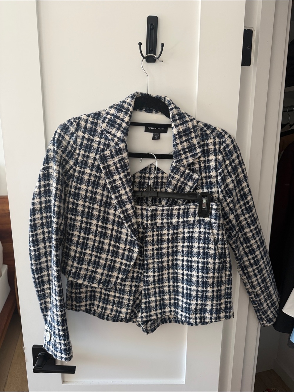Fifteen Twenty Navy and White Tweed Blazer